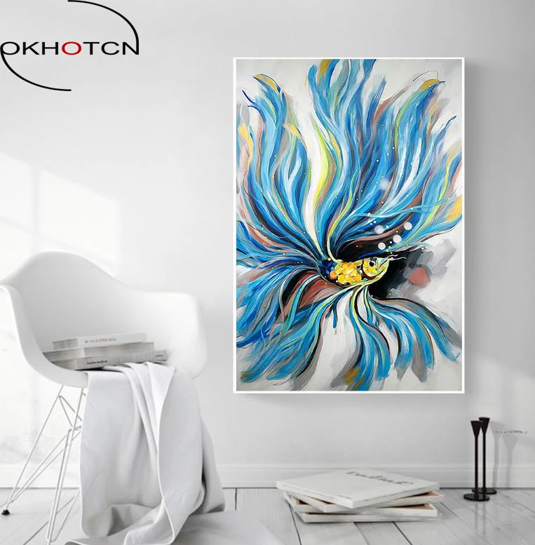 Watercolor Goldfish Unframed Big Wall Art Print Poster Modern Abstract Canvas Printing Living Room Decor Spray Painting | Дом и сад