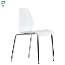 95463 Barneo N-234 кухонный стул пластиковый стул белый ножки хром стул для улицы мебель для кафе стул для кафе стул пластик металлические ножки хромированные в Казахстан мебель по России