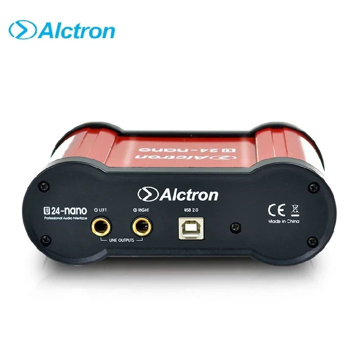 Alctron U24nano 24 бит Портативный USB аудио интерфейс внешняя Запись Звуковая карта с 48 В фантомное питание для прямой трансляции