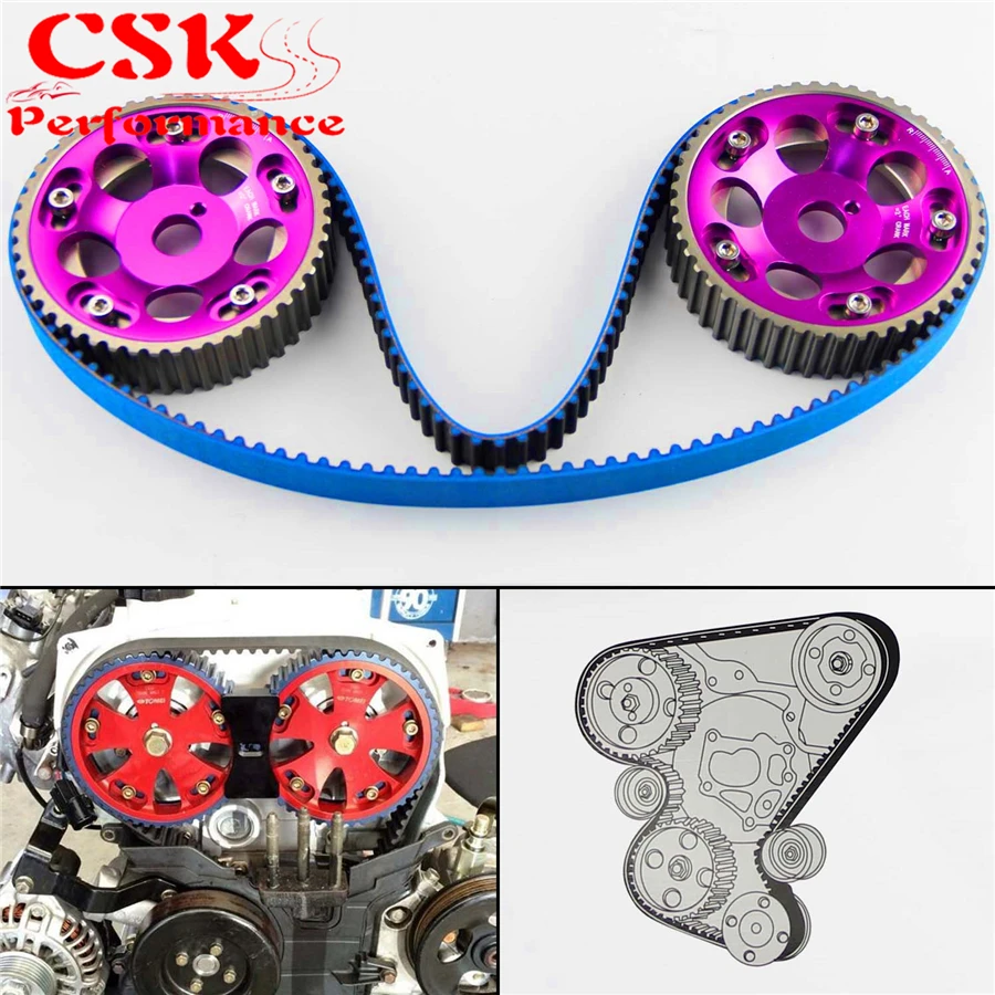 Racing Timing Belt + Cam Gear Pulley Kit Fits For Toyota 1JZ 1JZGTE 1JZ