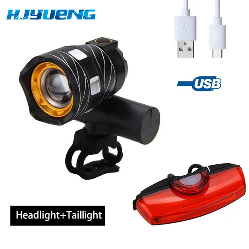 

T6 USB Interface LED Bike Bicycle Light Headlamp Headlight 3Mode outdoor sports Mountain Portable Flashlight Taillight