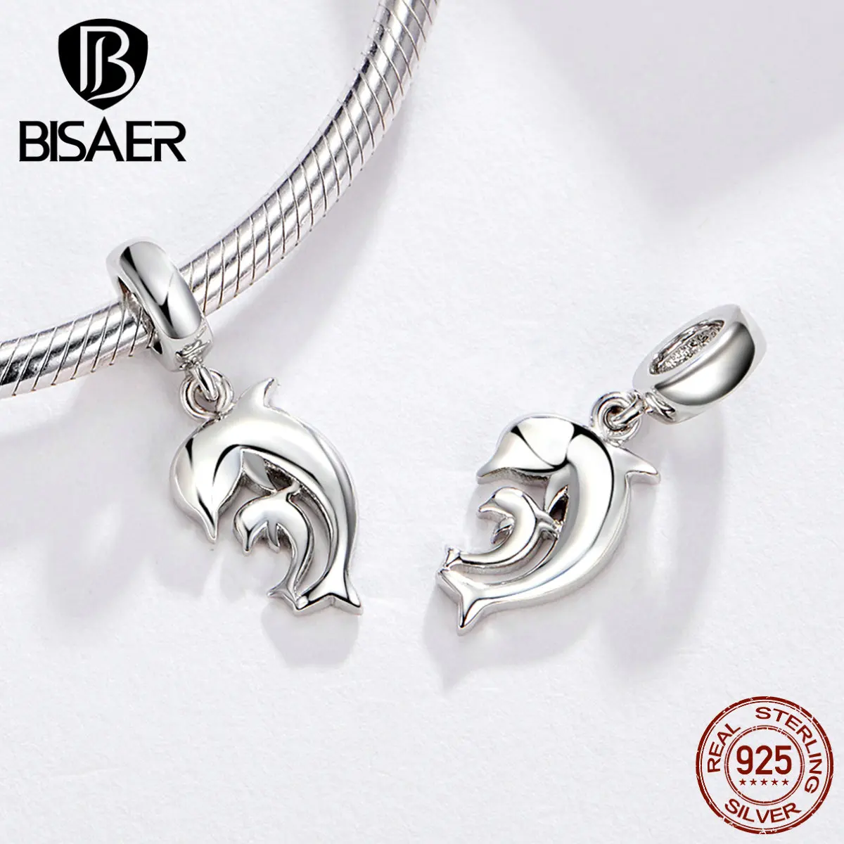 Подвески с дельфинами BISAER серебряные подвески для мам и детей браслеты