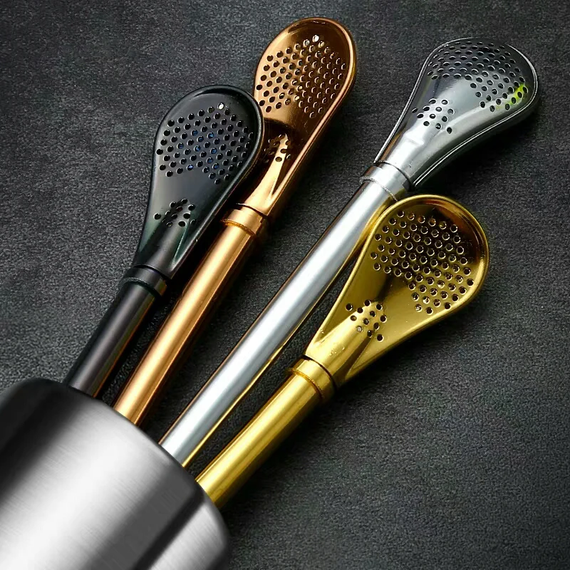 1Pc Stainless Steel Straw Spoon Yerba Mate Tea Spoon Reusable Juice