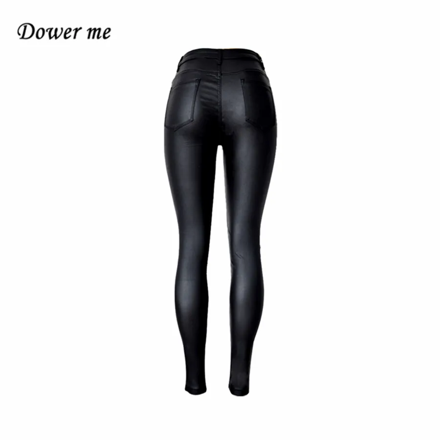Модные Женские однотонные черные эластичные узкие брюки с высокой талией, сексуальные обтягивающие брюки из искусственной кожи, имитирующие кожу YN291