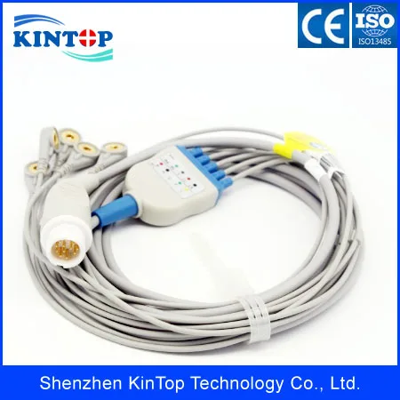 10 шт./лот совместимый новый цельный кабель Mindray 5-Lead ECG IEC/AHA clip 12pin с CE approved. PM5000 PM6000