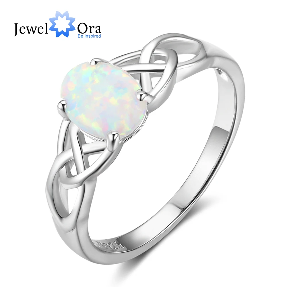 Women Jewelry 925 Sterling Silver Ring With Elliptical Milky Opal Stone Wedding Bands Romantic Style Gifts ( JewelOra RI102814)