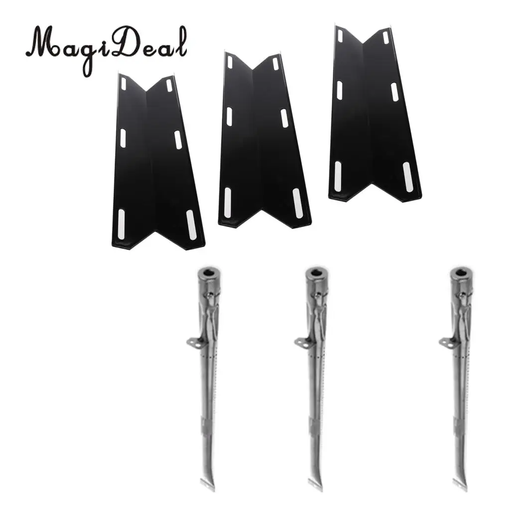 

MagiDeal Universal Replacement BBQ Gas Grill 3pcs Heat Plate Shield Heat Tent + 3pcs 20 x 1 inch Stainless Steel Tube Burner