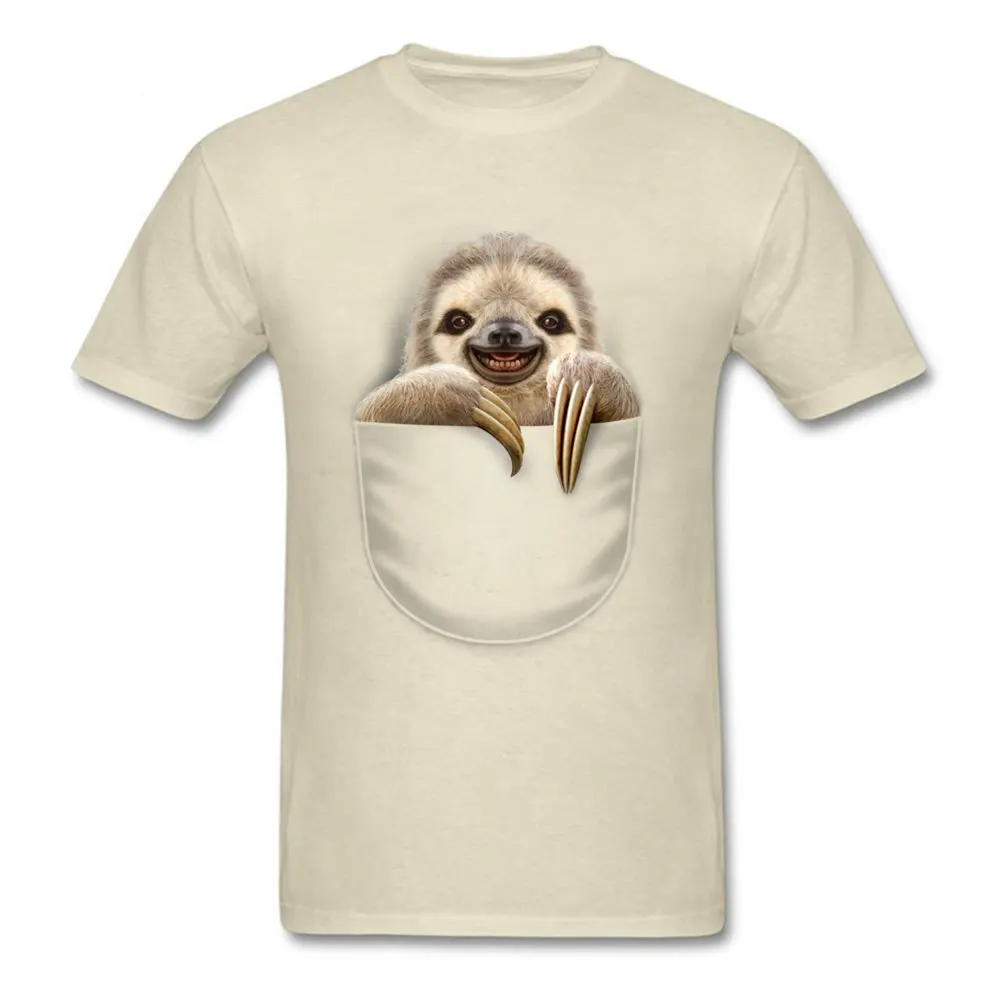 POCKET SLOTH Summer T Shirt Short Sleeve for Men Pure Cotton Summer/Fall Crew Neck Tshirts Simple Style T-Shirt Rife POCKET SLOTH beige
