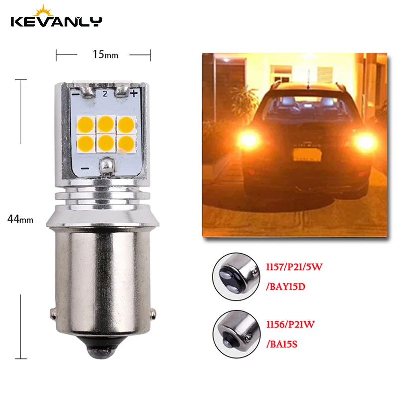 2шт P21W led BA15S PY21W BAY15D P21/5W 1157 1156 3030 15SMD сигнальный светильник заднего хода для