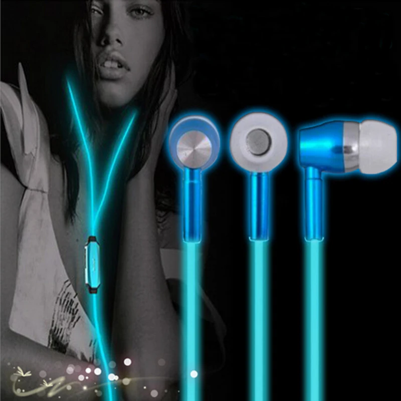 

Luminous Night Light Glowing Headset Glow In the Dark Earphones in-Ear Earbuds Stereo Hands free with Mic for Smartphone