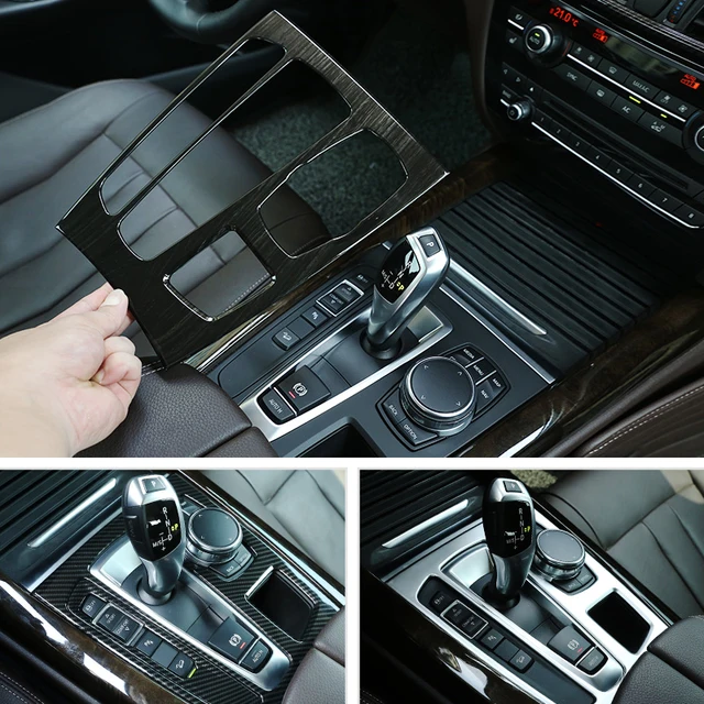 Cubierta de Panel de Cambio de marchas para consola central, textura de fibra de carbono cromada, para BMW X5, F15, 2014, 2015, 2016, 2017, ABS Cubierta de Panel de Cambio de marchas para consola central, textura de fibra de carbono cromada, para BMW X5, F15, 2014, 2015, 2016, 2017, ABS