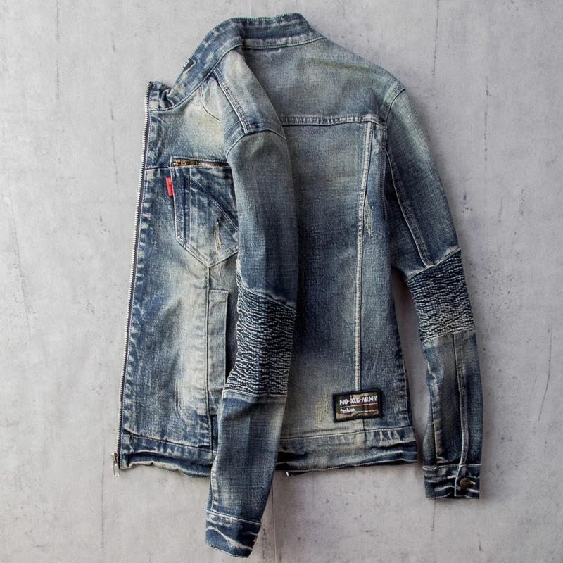 

Spring Man Denim Coats Streetwear European Style Overcoats Autos Mens Jean Jackets Baseball Casual Jacket Uniform Clothing A527