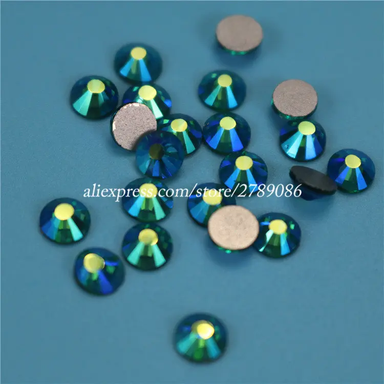

1440pcs Blue Zircon AB FlatBack Non HotFix Strass Nail art Rhinestone 3D Glass Round Crystal Stones For DIY Nails Decorations