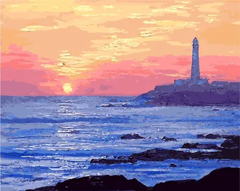 

Jizhou Island Japan seascape living room office decor hand paint oil Painting pictures By Numbers Drawing by number DIY poster