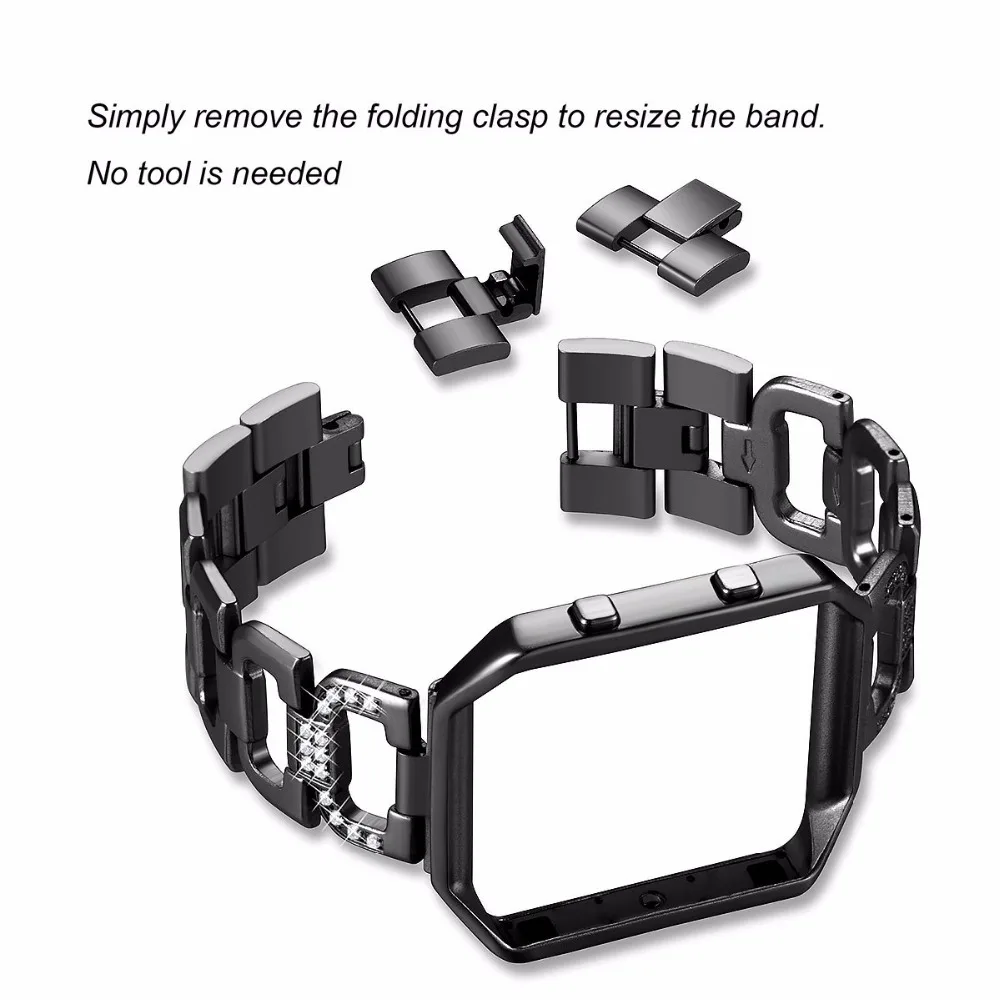Нержавеющая сталь группы с Рамки для fitbit Blaze, украшенные стразами замена аксессуар Бретели для нижнего белья для Для женщин серебристый