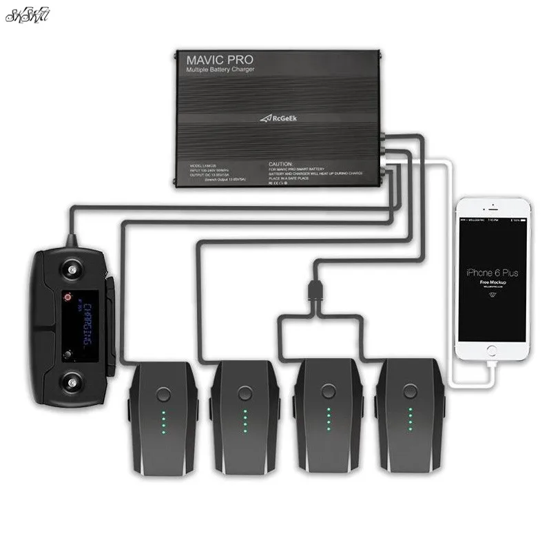 

Mavic Pro Battery & Remote controller charger 4 battery Port + 2 USB Port Intelligent Charging For DJI Mavic Pro Drone