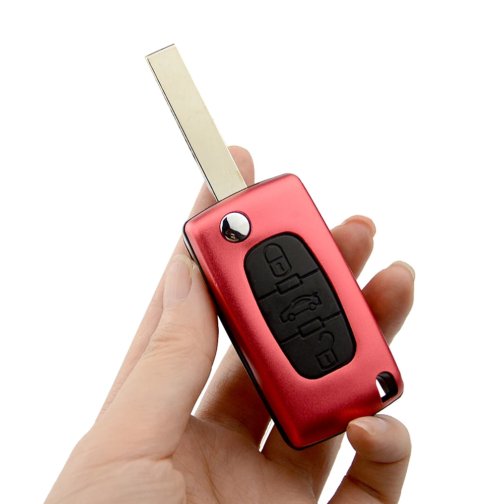 OkeyTech 3 кнопки красный синий розовый фиолетовый паз HU83 лезвие Флип складной пульт дистанционного ключа автомобиля Оболочка Чехол брелок для peugeot 207 307 407