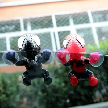 Car Styling Cute Car Sticker Climbing Spider Man Suction Cup Doll Toy 360 Degree Rotating Car Decoration Accessories Black/Red