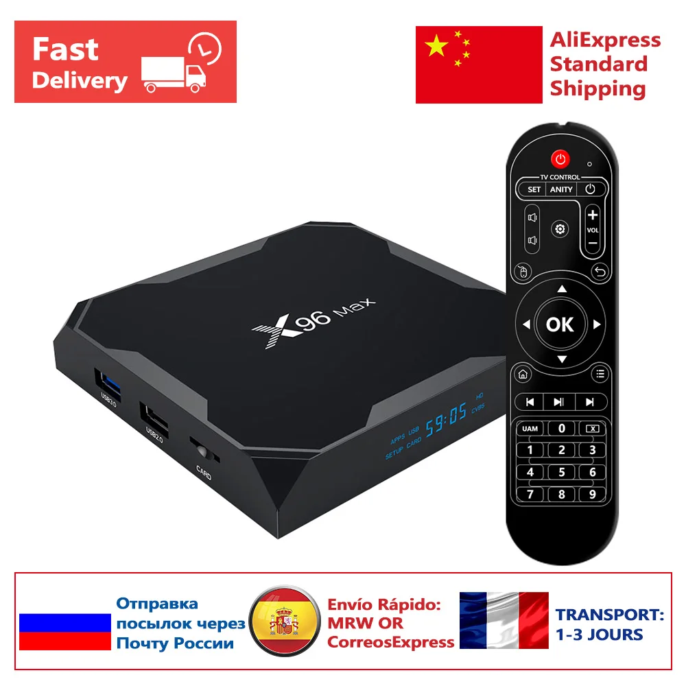 

X96 Max Smart TV Box Android 8.1 Set Top Box Support Voice Remote X96max Amlogic S905X2 Quad Core WiFi 2.4G/5.8G Media Player