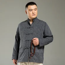 Wind Man Autumn Pattern Mianma Pankou Tang Costume Long Sleeve Shirt Quinquagenarian Increase Fertilizer Enlarge Code Dad Dress
