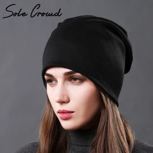[Sole Crowd] Классические Осенние женские хлопковые шапки унисекс, зимние теплые вязаные шапки для мужчин, модные женские шапки skullies beanies, шапка в стиле хип-хоп - Цвет: Черный