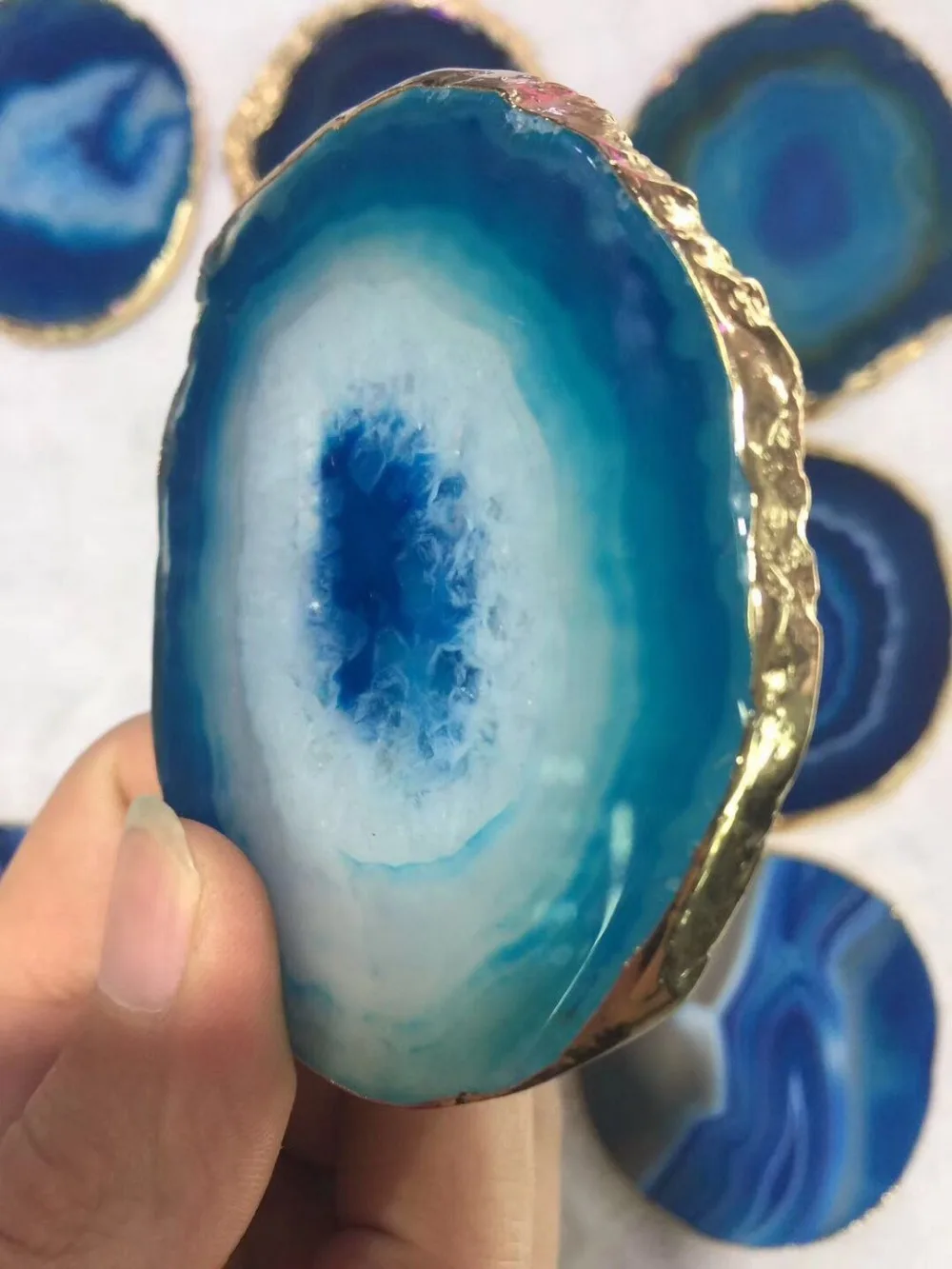 

4PCS New Natural Druzy Drusy Quartz Slab Slice Beads, 4pcs 80-100mm Gems Stone DIY Jewelry Making Tool, Charm Bigger Stone Plate