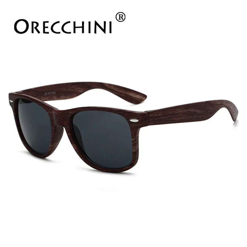 

ORECCHINI Vintage Imitation Wood Grain Sunglasses Modified face Goggle Luxury Eyewear Men gafas de sol mujer UV400 MSM6028