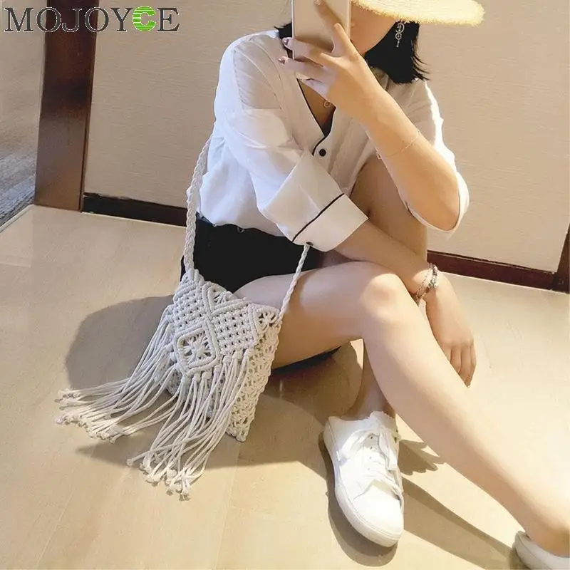 النساء الكتف القش حقيبة اليدوية القطن حبل الجوف خارج المنسوجة شرابة رسول Crossbody حقائب للنساء حقيبة يد بولسا الأنثوية النساء الكتف القش حقيبة اليدوية القطن حبل الجوف خارج المنسوجة شرابة رسول Crossbody حقائب للنساء حقيبة يد بولسا الأنثوية