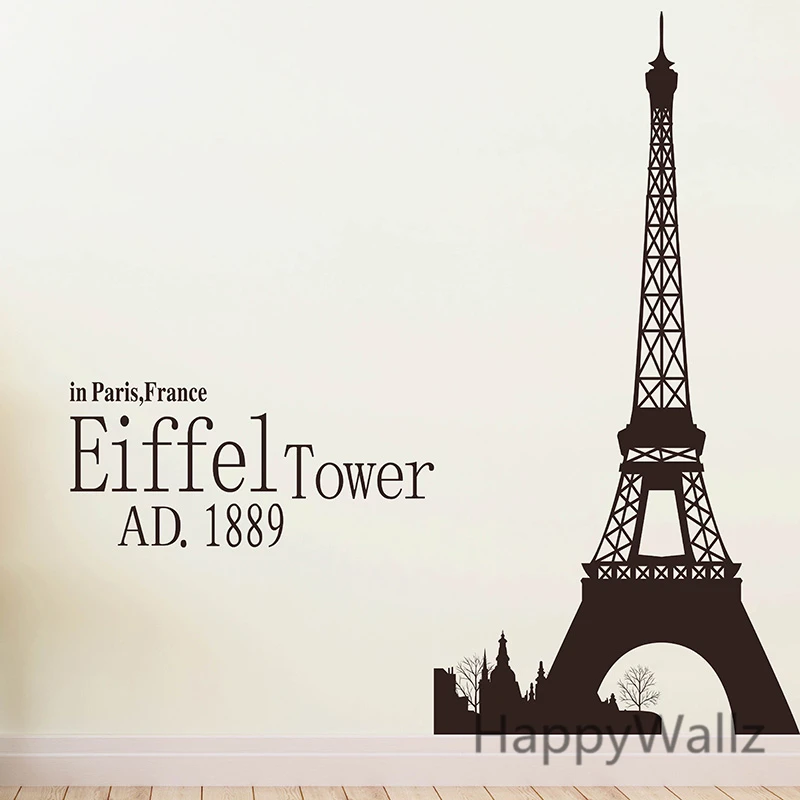 Prächtiger Eifelturm in Paris 3D-Look Herz Wandtattoo Aufkleber-Sticker