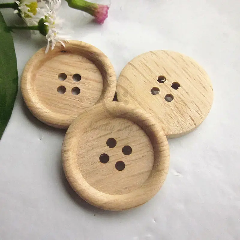 

50 pcs 25mm 1" 4 holes thin edge natural wood pattern decorative wood buttons for sewing natural wood craft accessories supplies