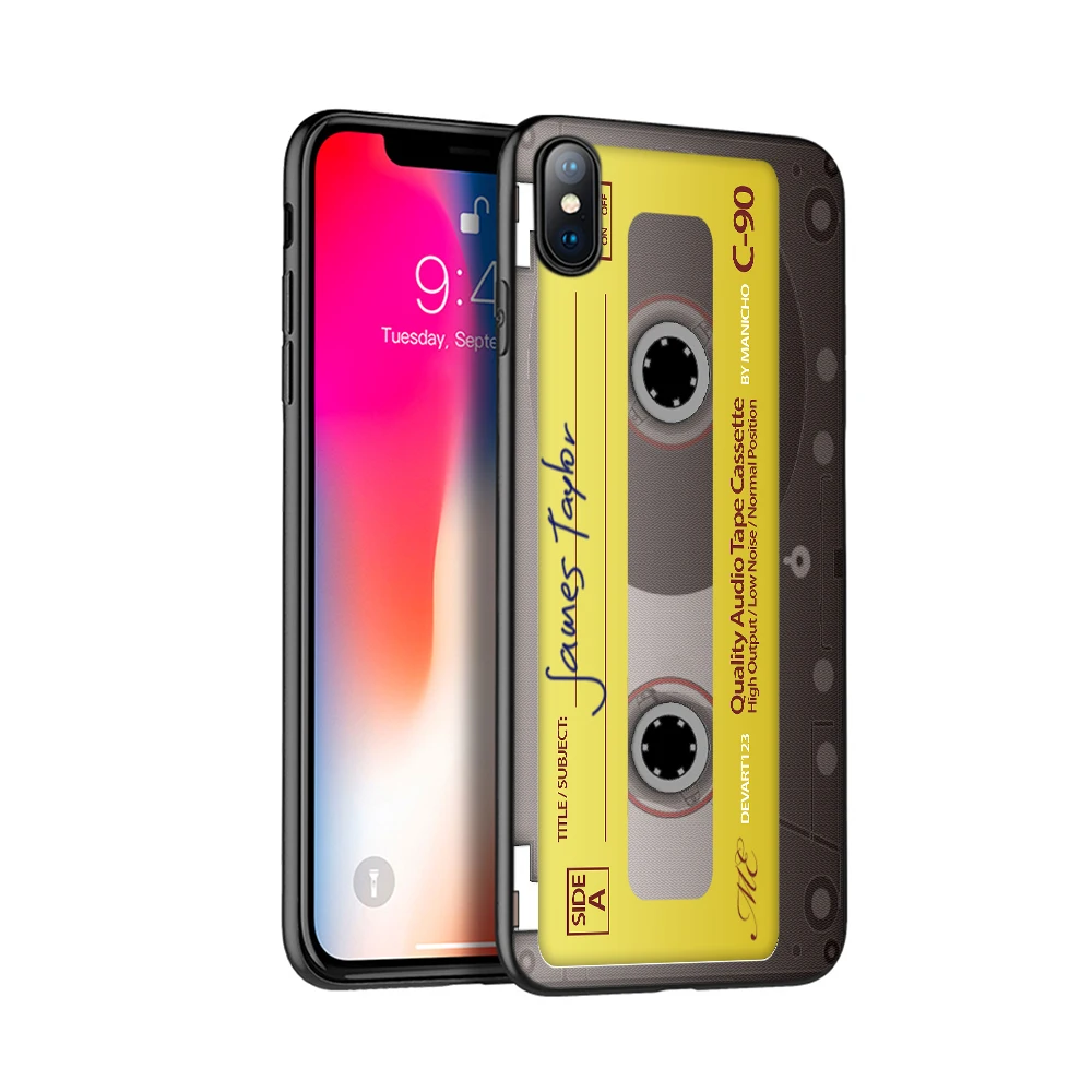 Черный чехол из ТПУ для iphone 5 5s SE 2020 6 6s 7 8 plus x 10 XR XS 11 pro MAX силиконовый кассета ленты