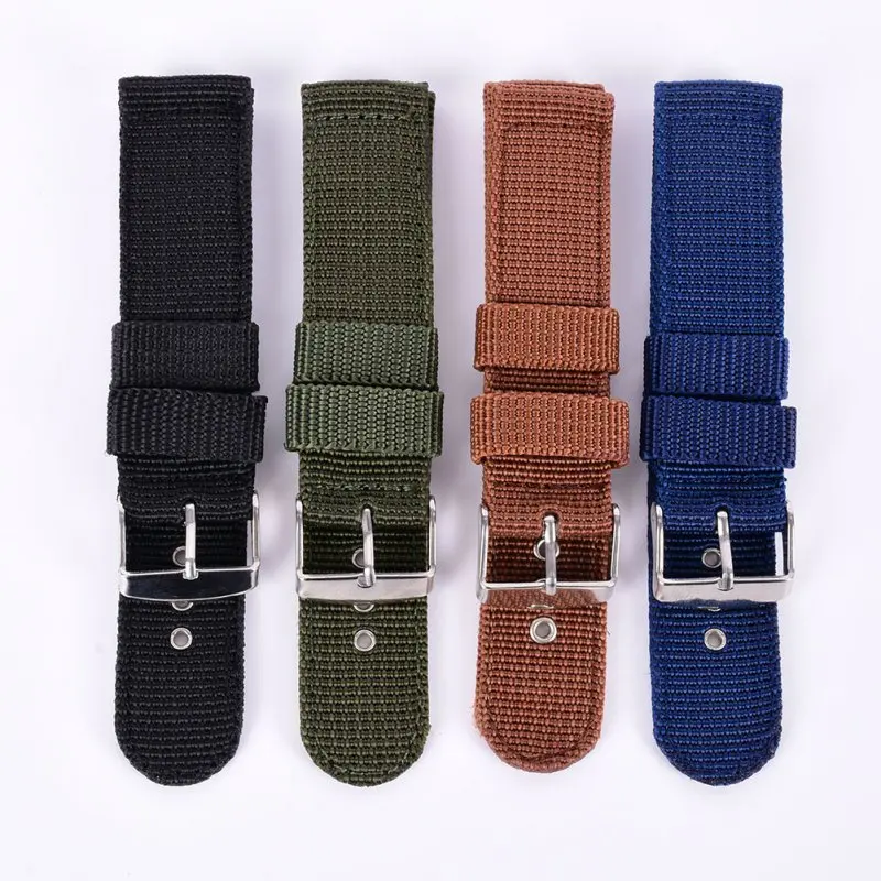 

New 4 Color Military Army Watch Band Nylon Fabric Canva Wrist Watch Band Strap 18/20/22/24mm Reloj Kol Saati