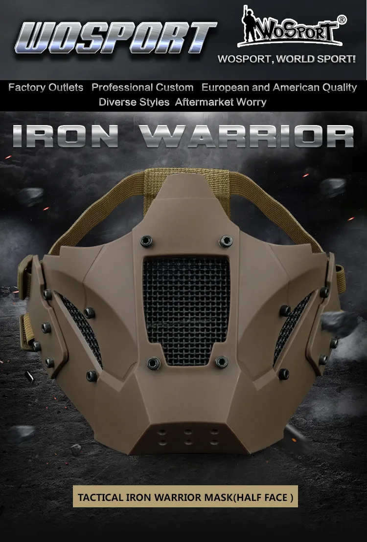 Охота защиты маска на пол-лица дышащий Военная Униформа тактический маска Airsoft Пейнтбол CS игровая маска для шлем разъем