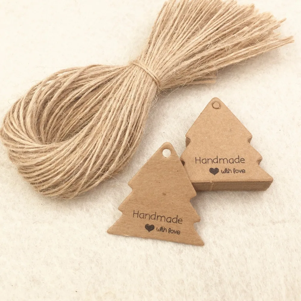 

200pcs Kraft Paper Gift Tags+200pcs Strings Candy/Gift boxes Packing Labels Wedding Cupcake Handmade With Love Price/Brand Tags