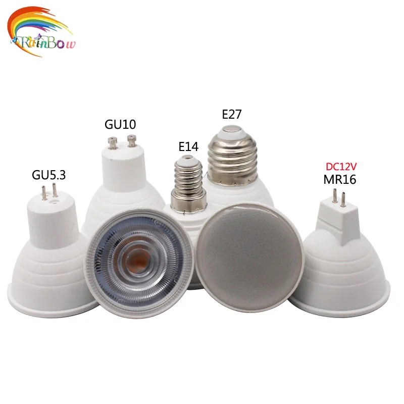 GU10 E27 E14 Светодиодная лампа 9 Вт 220 В GU Lampada MR16 DC12V светодиодная конденсаторная