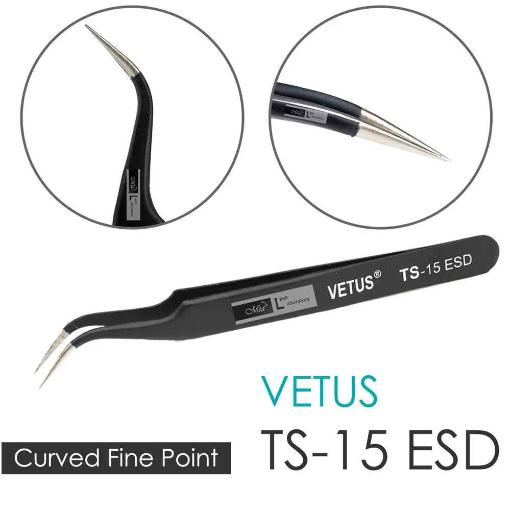 

5pcs Anti-static No Magnetic Exquisite Straight Curved Tweezers For Eyelash Extension