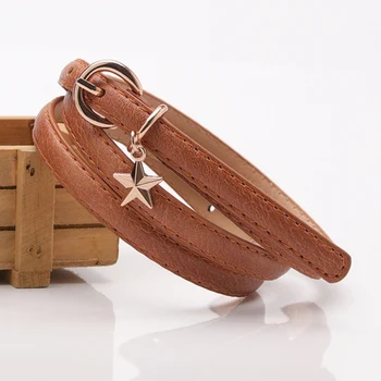 

Women Waist Belt Lovely Women's Star Decorated Waist Belts Fashion Solid PU Leather Gold Pin Buckle Straps Retro Slim Waistband