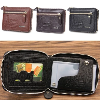 

Fashion Men Faux Leather Mini Wallet ID Card Key Holder Zip Coin Purse Bag Pouch