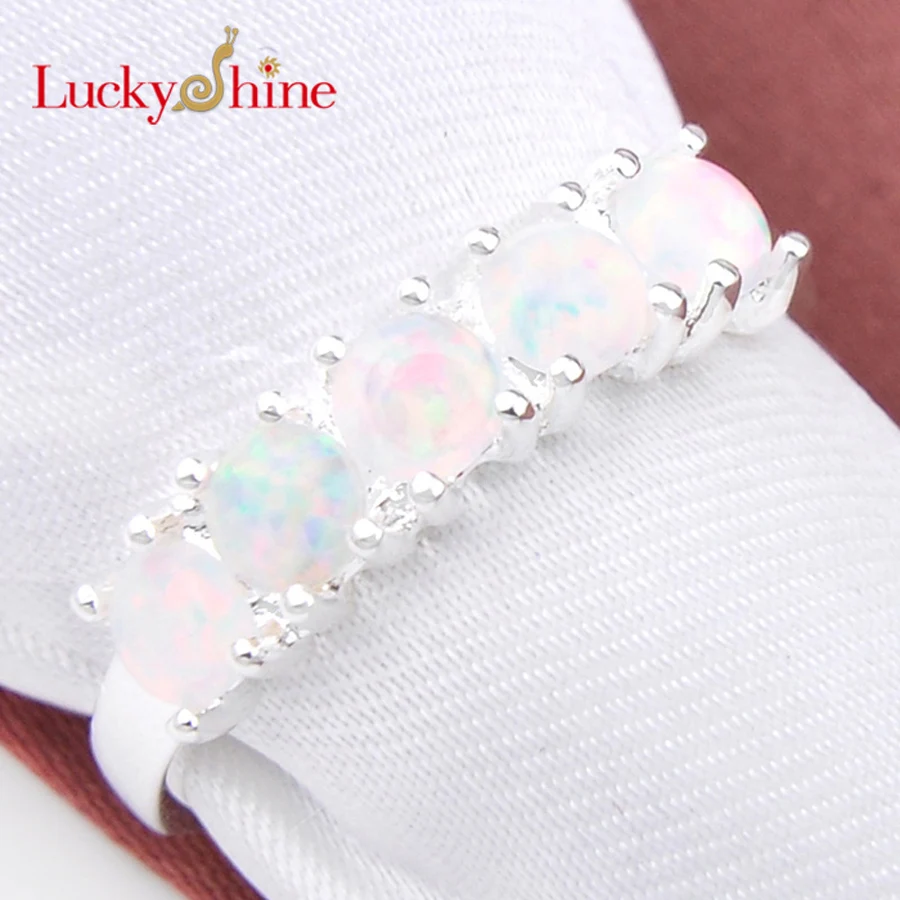 Luckyshine высокое качество женские кольца серебряные круглые белые огненные