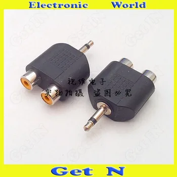 

10pcs Adapter Connector Converting 3.5mm Mono Track Male to Dual RCA Female 3.5--2RCA Connector