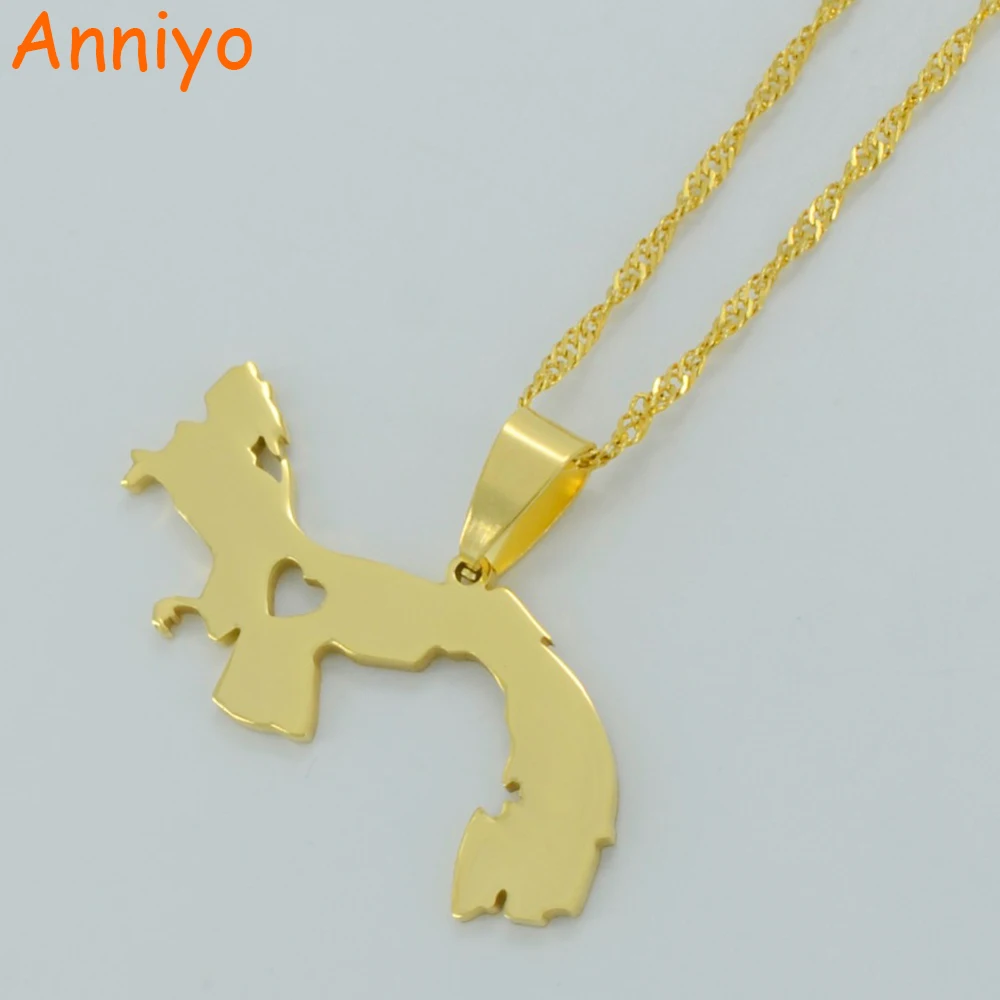 

Panama Pendant Necklace for Women/Men 18K Yellow Gold Plated Jewelry Map of Panama Necklaces #005105