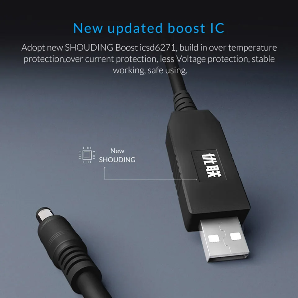 Unnlink 1 м DC 5 В до 9 в 0 8 1A USB 5*2 мм кабель повышающий преобразователь повышающее