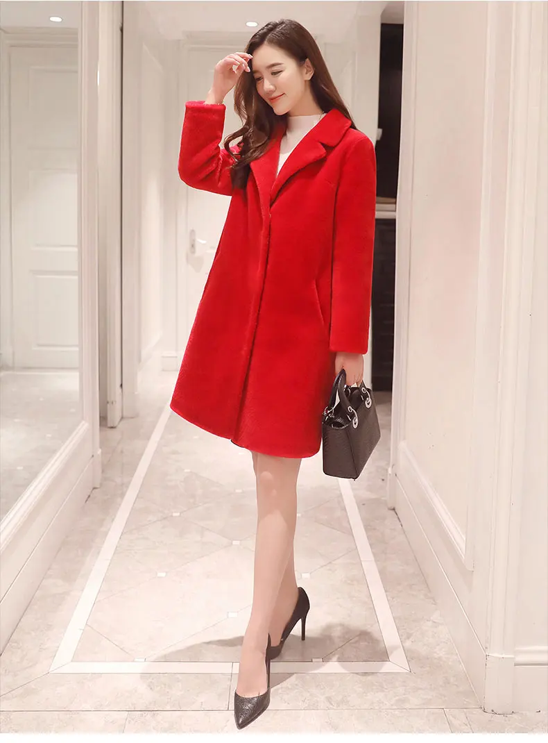 women winter thick coats and jackets female warm natural Merino Sheep Fur casual plus size female middle long sleeve outwears