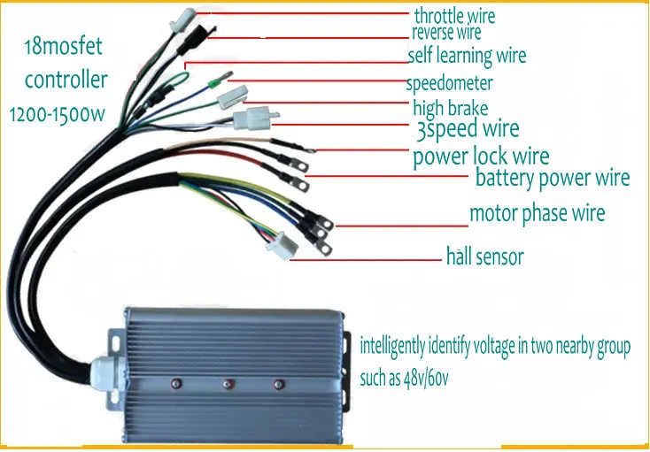 18mosfet BLDC контроллер квадратный датчик волны/сенсорный 24v36v48V60V64V72V80V1200W