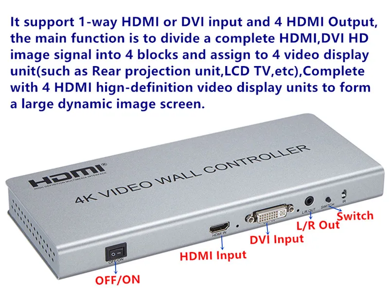 Горячая 2x2 4K x 2K HDMI видео настенный контроллер адаптер ЖК цифровой телевизор Hdmi DVI настенный процессор 3 способа разветвитель для DVD STB PS3 PC HD tv