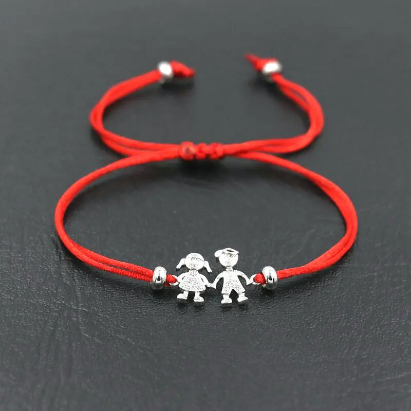 

3UMeter Sweet Cute Family Boys And Girls Braid Rope Bracelets Red Cords Line Thread String Bracelet For Sister Brother Pulseira