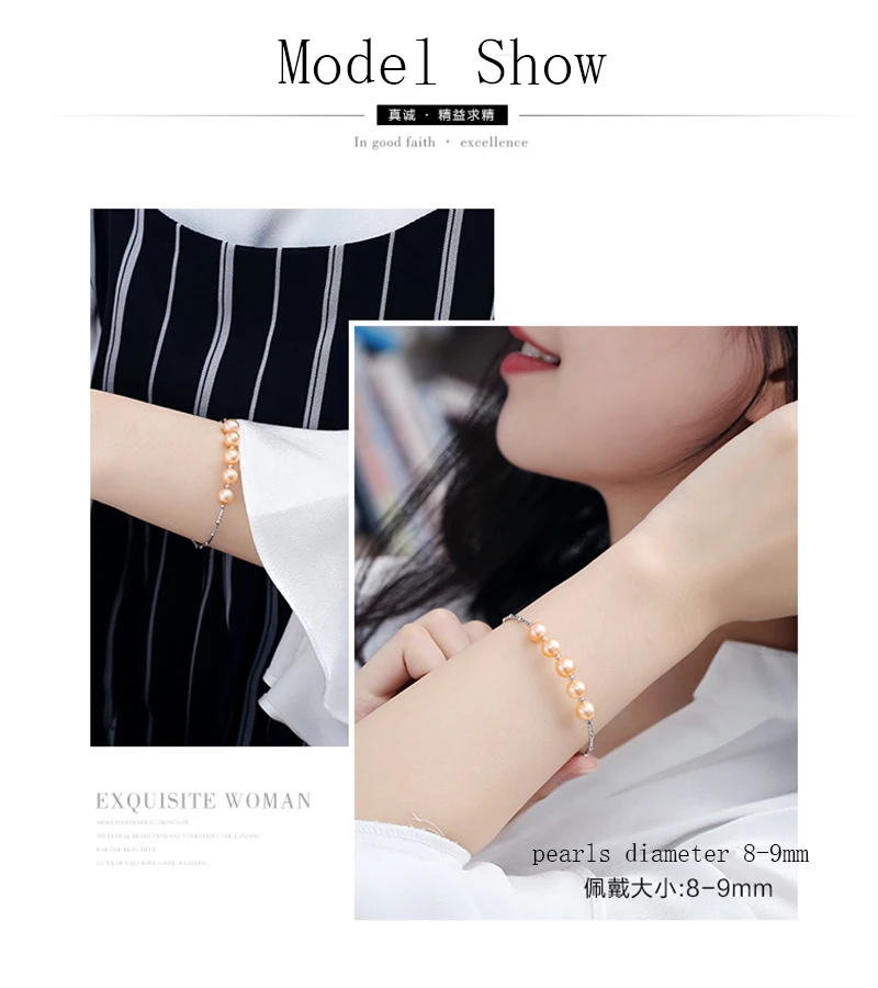 925 sterling silver tube beads pearls elastic memory bangles (31)