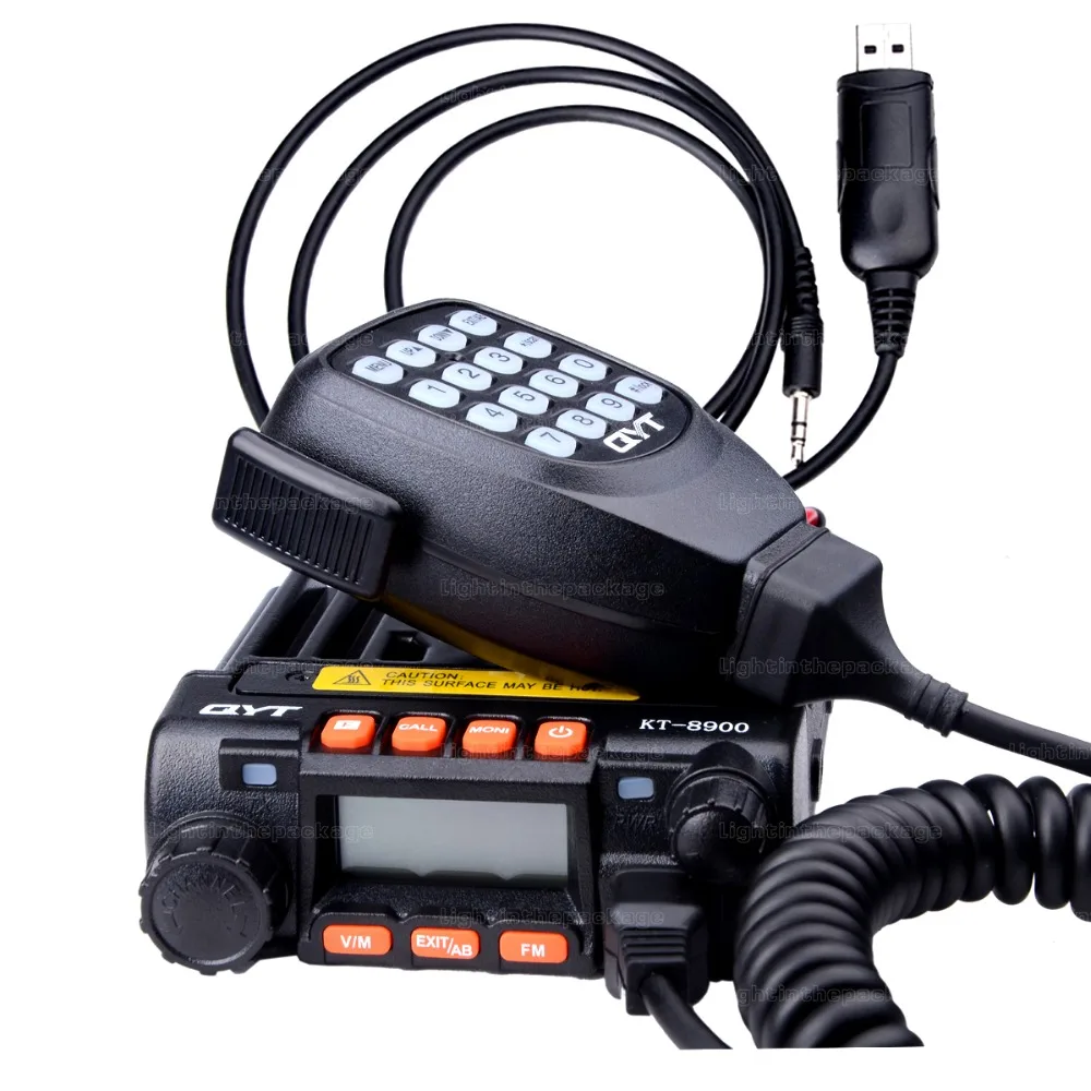  qyt kt-8900 vhf uhf mobile radio transceiver kt8900 mini car bus army mobile vhf two way radio station136-174/400-480MHz+usb cd 