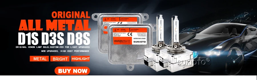 900  SUKIOTO Original OEM D8S Xenon HID Headlight Bulb Kit 55W D1S D3S Metal hid Ballast kit control Unit 5500K Car Styling hid bulbs