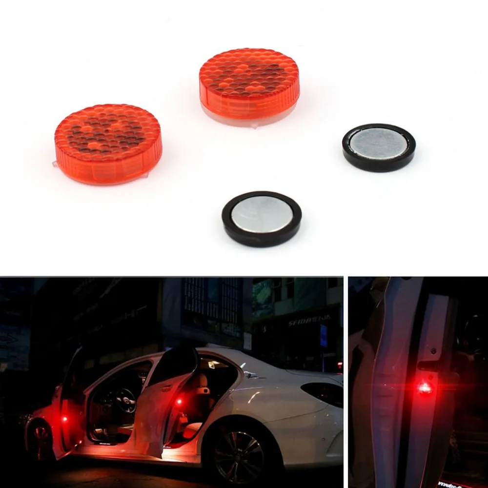 

Universal 2 Pieces Car Door Warning Red Light Magnetic Induction LED Flashing Anti-collision Easy Installation No Wiring Hot